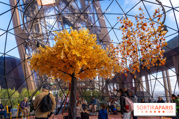 Bulle d'automne de la tour Eiffel : arbre géant et jeu grandeur nature au sommet de Paris