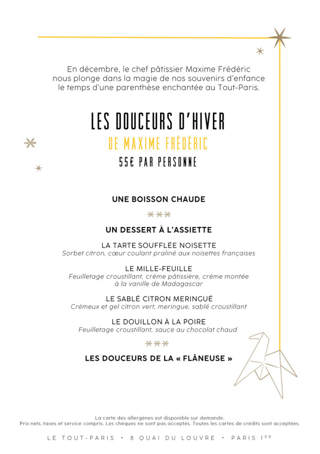 Menu Gouter de Noël au Tout Paris du Cheval Blanc, la pause gourmande