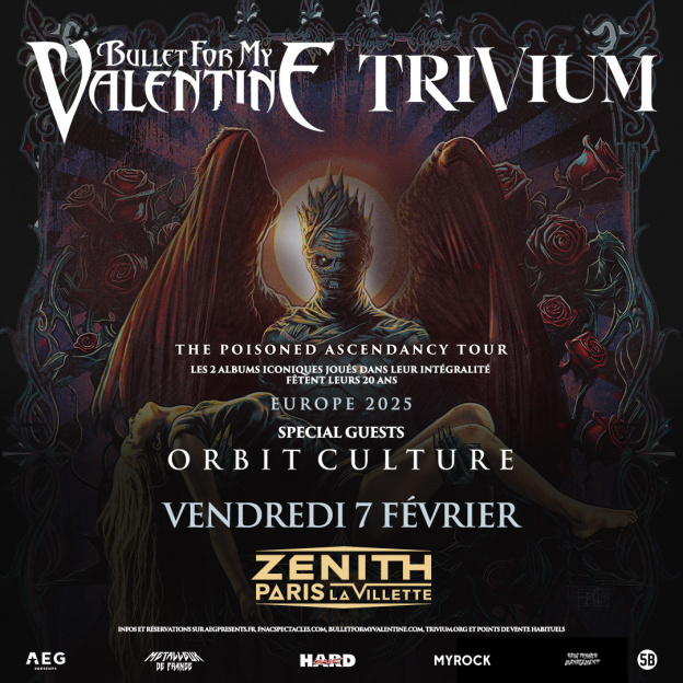 Bullet for My Valentine et Trivium en concert au Zénith de Paris en février 2025