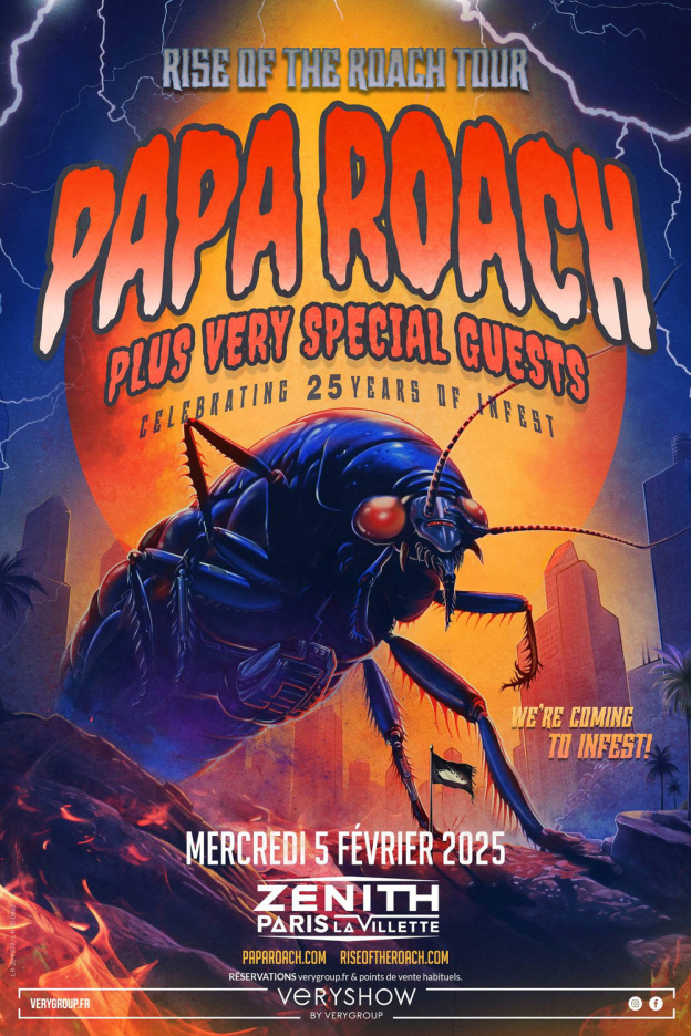 Papa Roach en concert au Zénith de Paris en février 2025