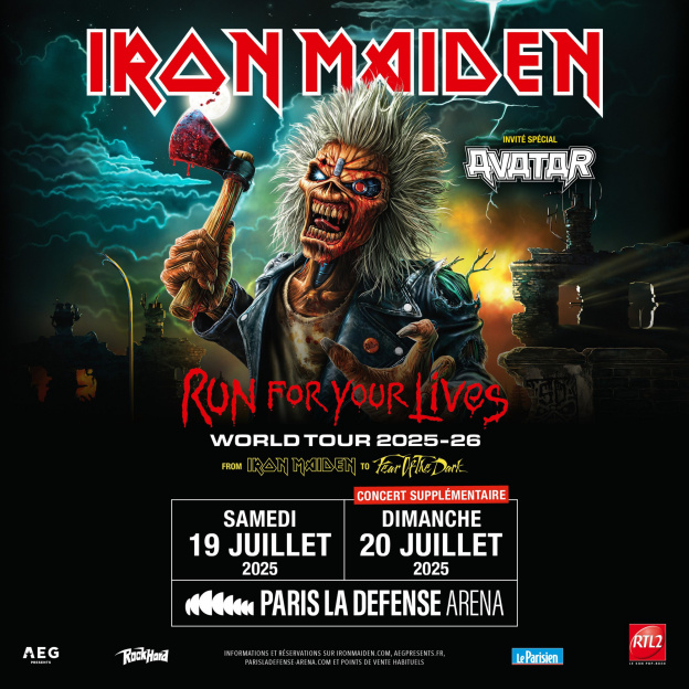 Iron Maiden en concert à Paris La Défense Arena en juillet 2025, nouvelle date