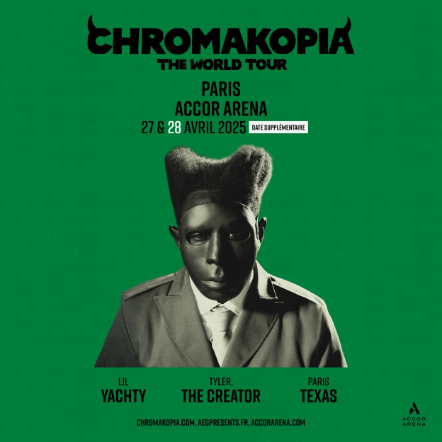 Tyler, the Creator en concert à l'Accor Arena de Paris en avril 2025, date supplémentaire