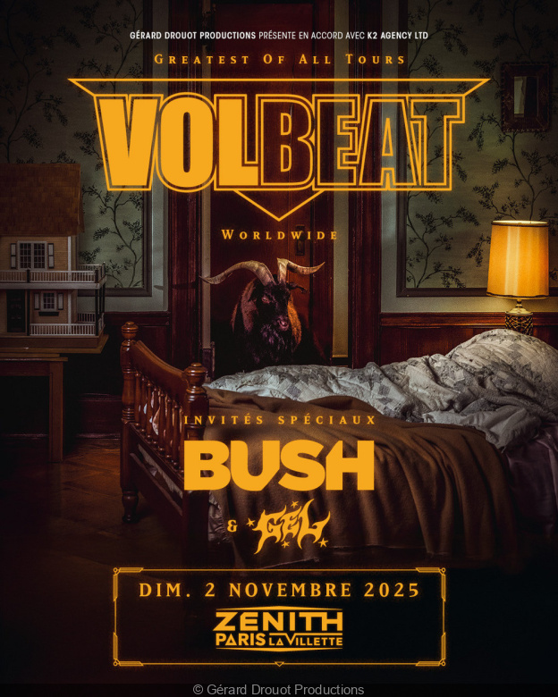 Volbeat en concert au Zénith de Paris en novembre 2025