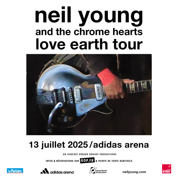 Neil Young en concert à l'Adidas Arena à Paris en juillet 2025