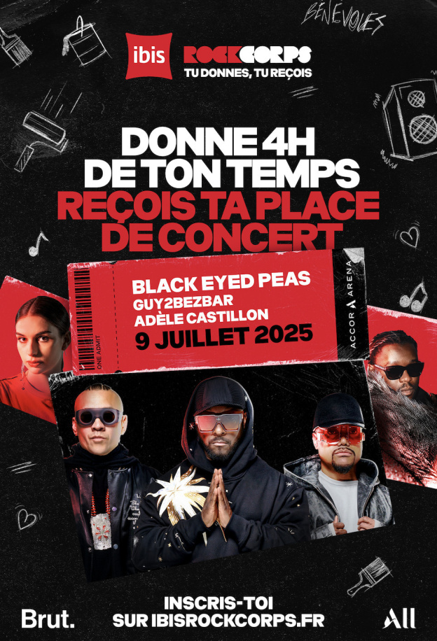 RockCorps à l'Accor Arena de Paris en juillet 2025 avec Black Eyed Peas, Guy2Bezbar...