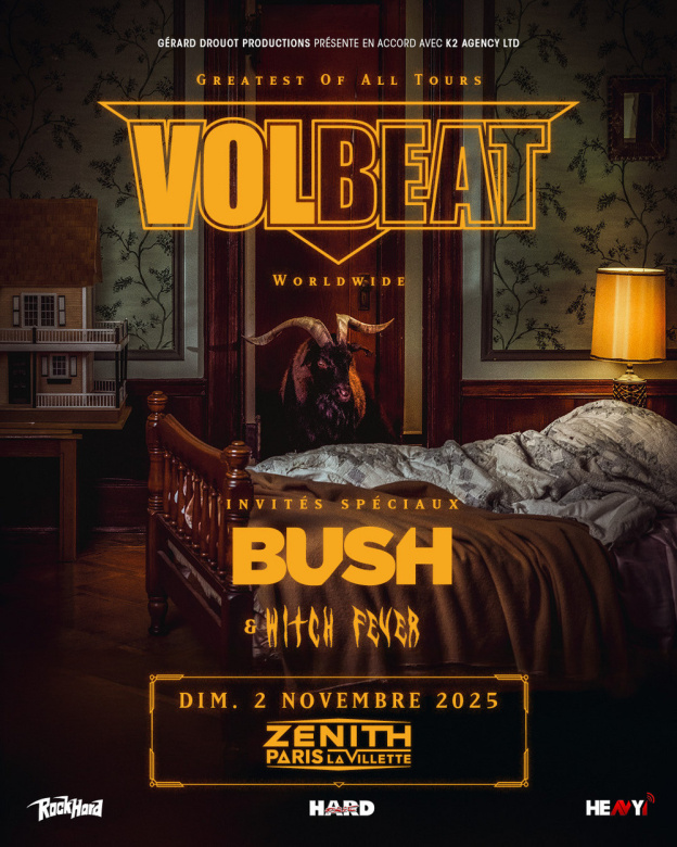 Volbeat en concert au Zénith de Paris en novembre 2025