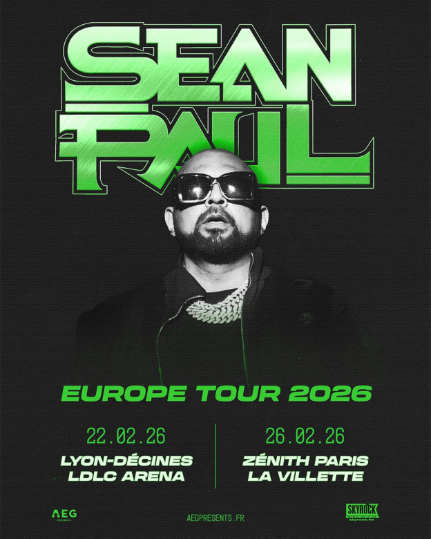 Sean Paul en concert au Zénith de Paris en février 2026