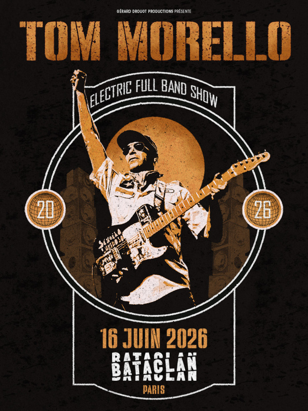 Tom Morello de Rage Against The Machine en concert au Bataclan à Paris en juin 2026