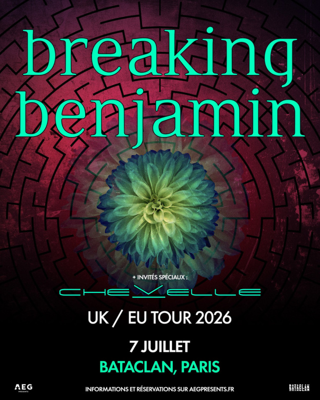 Breaking Benjamin en concert au Bataclan à Paris en juillet 2026