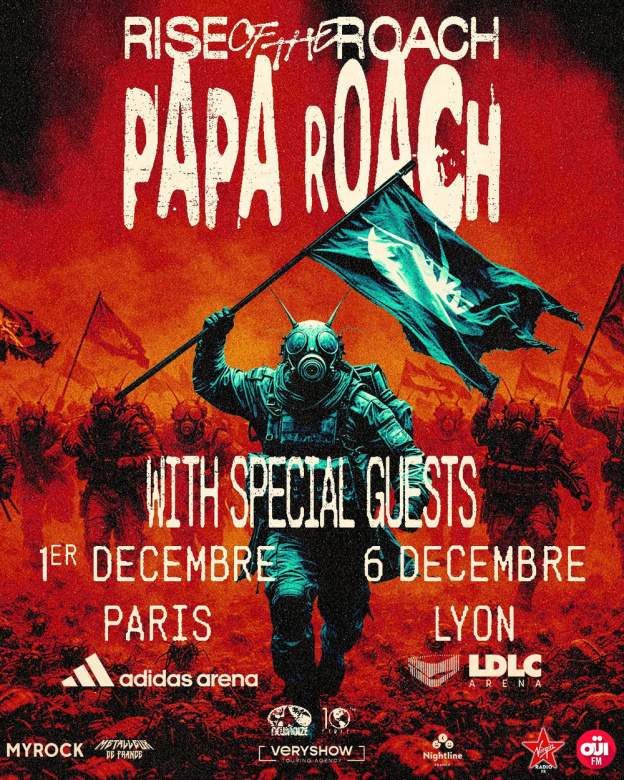Papa Roach en concert à l'Arena Porte de la Chapelle en décembre 2026