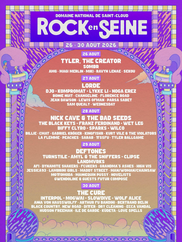Rock en Seine 2026 : la programmation complète par jour et les horaires des concerts