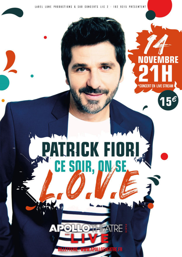 Patrick Fiori en concert en live streaming depuis l’Apollo Théâtre à Paris