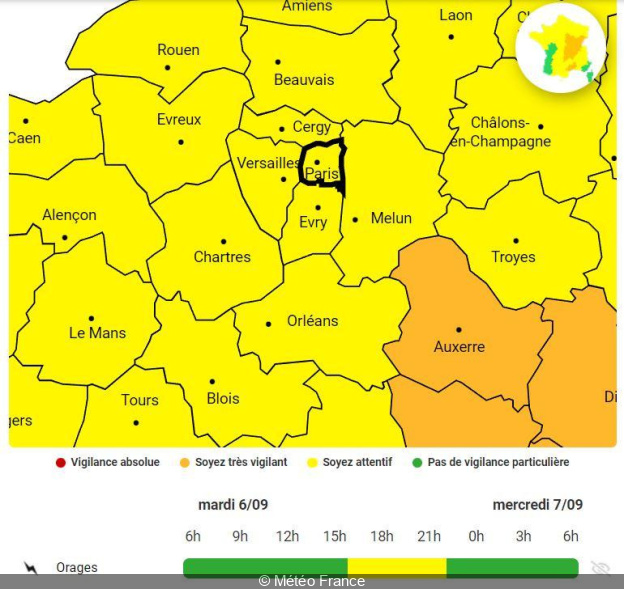 Weather: Paris and Île-de-France on yellow vigilance for thunderstorms this Tuesday