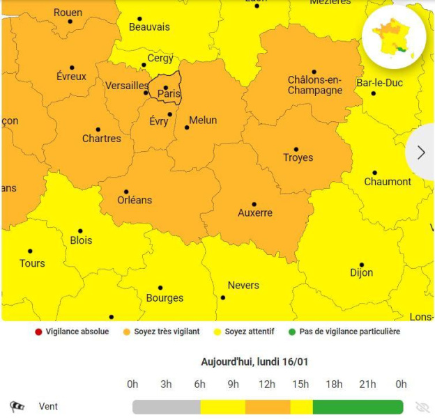 Tempête Gérard : l'Île-de-France et Paris en vigilance pour vent violent ce lundi