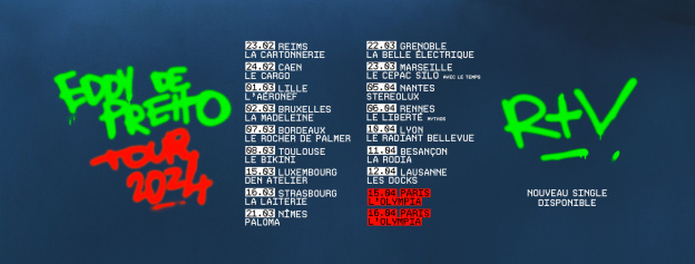 Eddy De Pretto en concert à l'Olympia de Paris en avril 2024