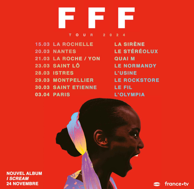 FFF en concert à l’Olympia à Paris en avril 2024