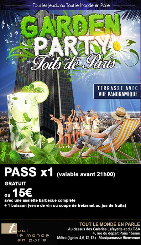 AFTERWORK GARDEN PARTY SUR LES TOITS DE PARIS