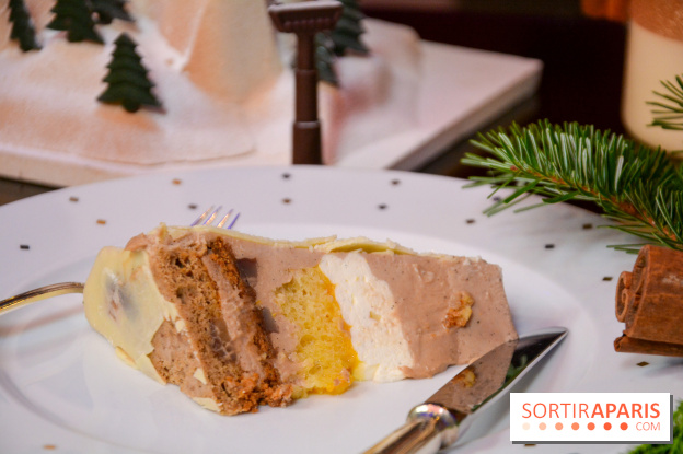 Bûche de Noël 2023 au Plaza Athénée : Mont Plaza, un trompe-l'œil enneigé pour les fêtes