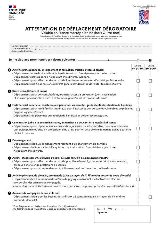 Confinement : découvrez les nouvelles attestations de déplacement numériques et à imprimer