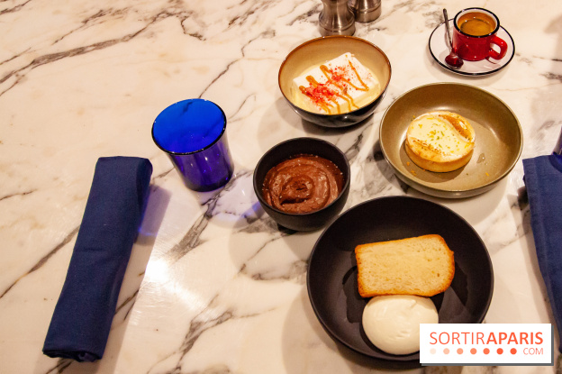 Douceurs de Jacopo Paris - ile flottante, mousse au chocolat, tarte au citron, baba au rhum