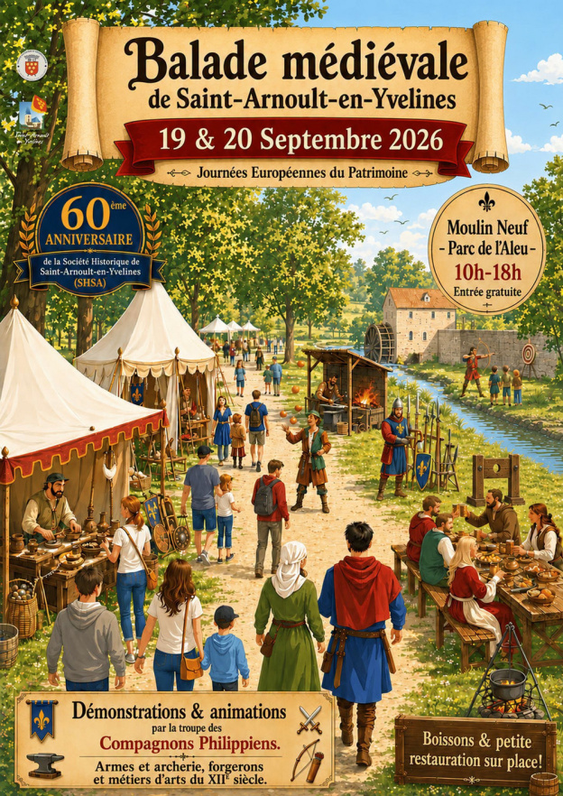 Une fête médiévale avec chevaliers et artisans à Saint-Arnoult-en-Yvelines (78) en septembre 2026