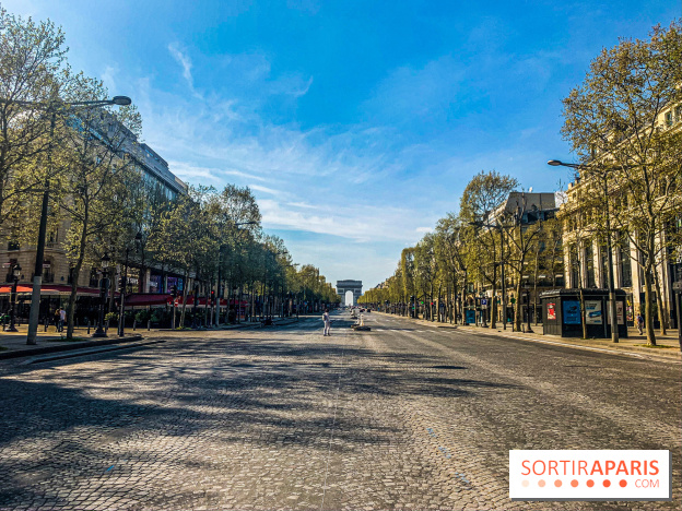 Visuel Paris vide Champs Elysées Arc de Triomphe