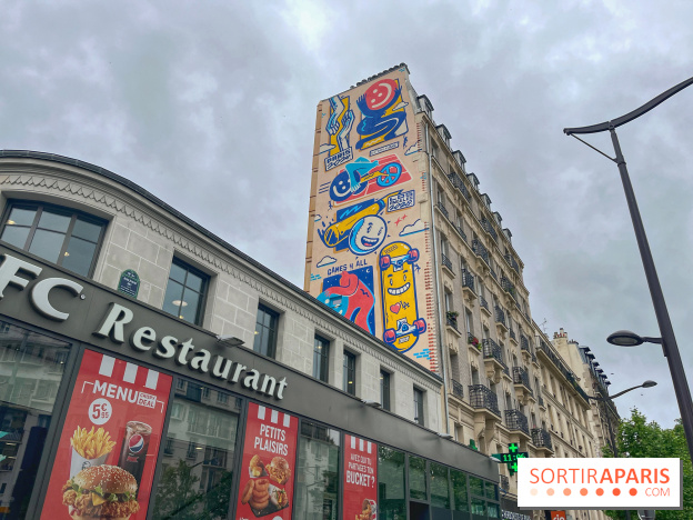 JO : une fresque s'installe dans le 18e pour marquer le lien entre Paris 2024 et Los Angeles 2028﻿