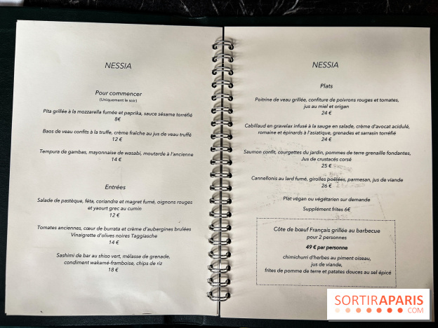 Nessia, le bistrot de chef - Paris 3e - menu - carte