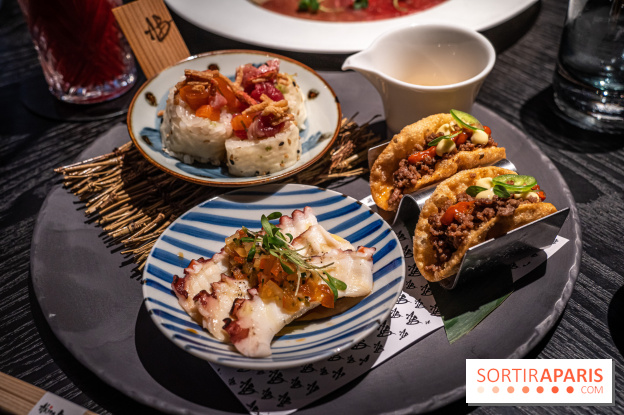 Akira Back - déjeuner en 45 mn - octopus crudo, hot mess - beef taco