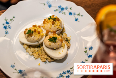 Bistrot Podium, le restaurant festif avec la carte de Glenn Viel -  L'oeuf mimosa au tourteau