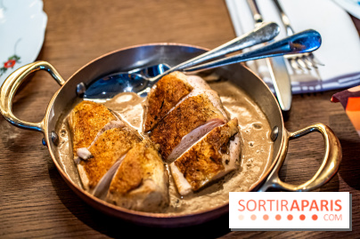 Bistrot Podium, le restaurant festif avec la carte de Glenn Viel -  la volaille cuite sur coffre