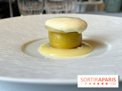 Menu chasse Le Gabriel, La Réserve - Dessert kiwi, noisette, Chartreuse