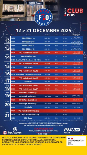 Club Circus : temple du poker à Paris