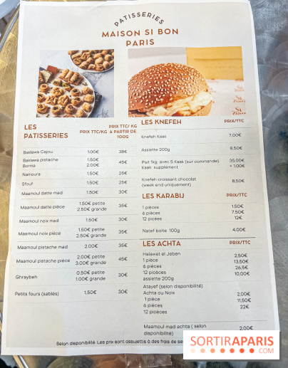 Maison Sibon Paris, la pâtisserie libanaise à la fois salon de thé et glacier - Menu
