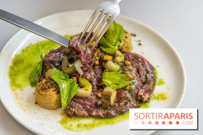 Le Café Mirette, l'excellent resto à la Fondation Pernod, côté Gare Saint-Lazare - tataki de bœuf