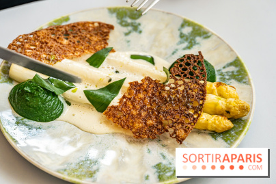 Le Café Mirette, l'excellent resto à la Fondation Pernod, côté Gare Saint-Lazare - asperges blanches