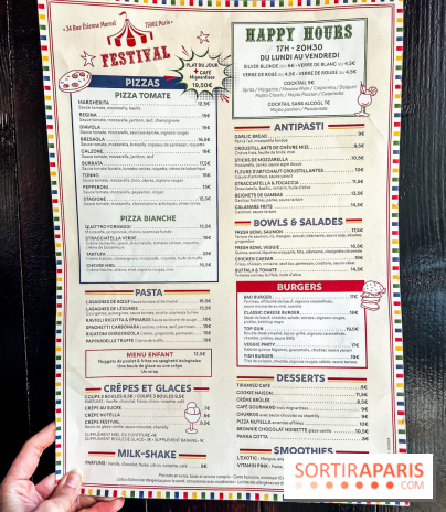 Festival, le café-restaurant rue Étienne Marcel  - carte - menu