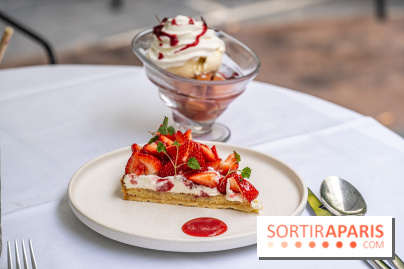 La terrasse du Jardin Privé à Châtelet Les Halles en mode barbecue - desserts - pêche melba - tarte aux fraises