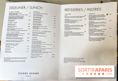 Le Café et la Pâtisserie Pierre Hermé à Versailles - Hôtel Les Lumières - carte - menu