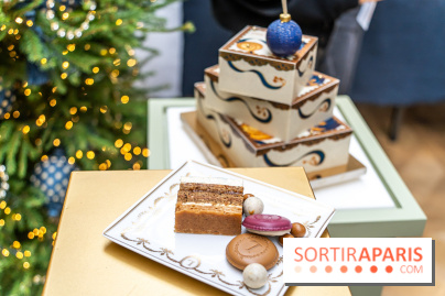 La bûche coffrets de Noël en trompe l'œil de Ladurée 2024 par Julien Alvarez et les créations de fête