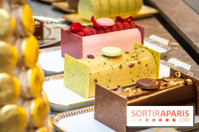 La bûche coffrets de Noël en trompe l'œil de Ladurée 2024 par Julien Alvarez et les créations de fête