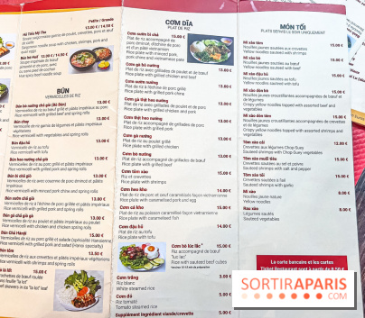 Pho Bida, le restaurant vietnamien  - carte-menu