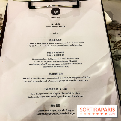 SENsation restaurant Paris 11e par Samuel Lee - carte - menu