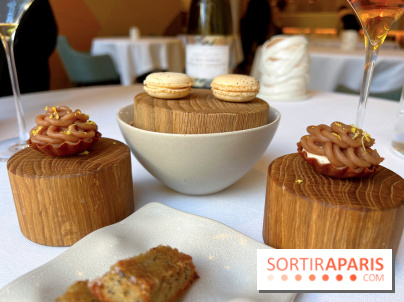 Alliance - Financier aux olives noires, Mont Blanc châtaigne-citron, macaron sésame blanc-crème de yuzu
