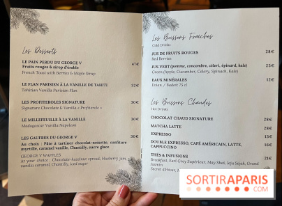 Le Christmas Pastry Bar, le salon de thé éphémère de Noël du George V : la carte - menu