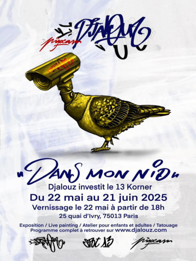 Exposition street art de Djalouz à Paris 13e : dans mon nid