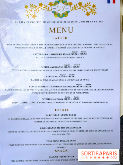 Ayadi Gourmet, le comptoir street-food de Fatteh syrien engagé à Paris - carte - menu