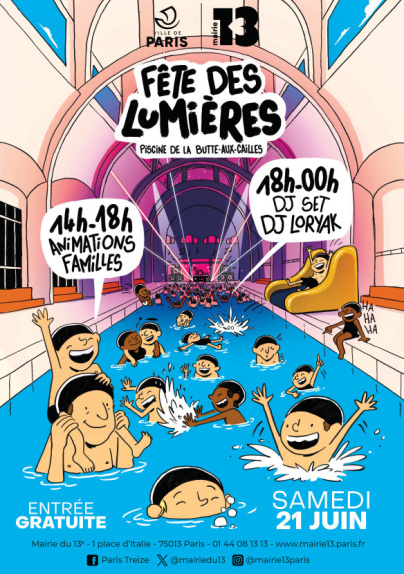 La Fête des Lumières gratuite à la piscine de la Buttes aux Cailles, animations et DJ Set