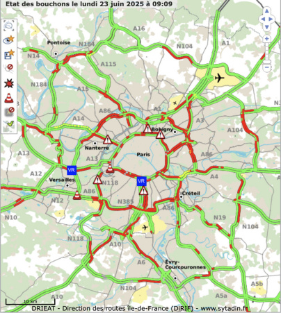 Embouteillages : près de 400 km de bouchons à Paris et en Ile-de-France ce lundi 23 juin