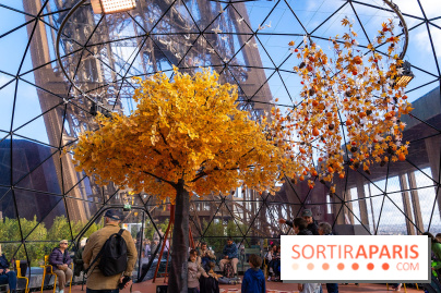 Bulle d'automne de la tour Eiffel : arbre géant et jeu grandeur nature au sommet de Paris